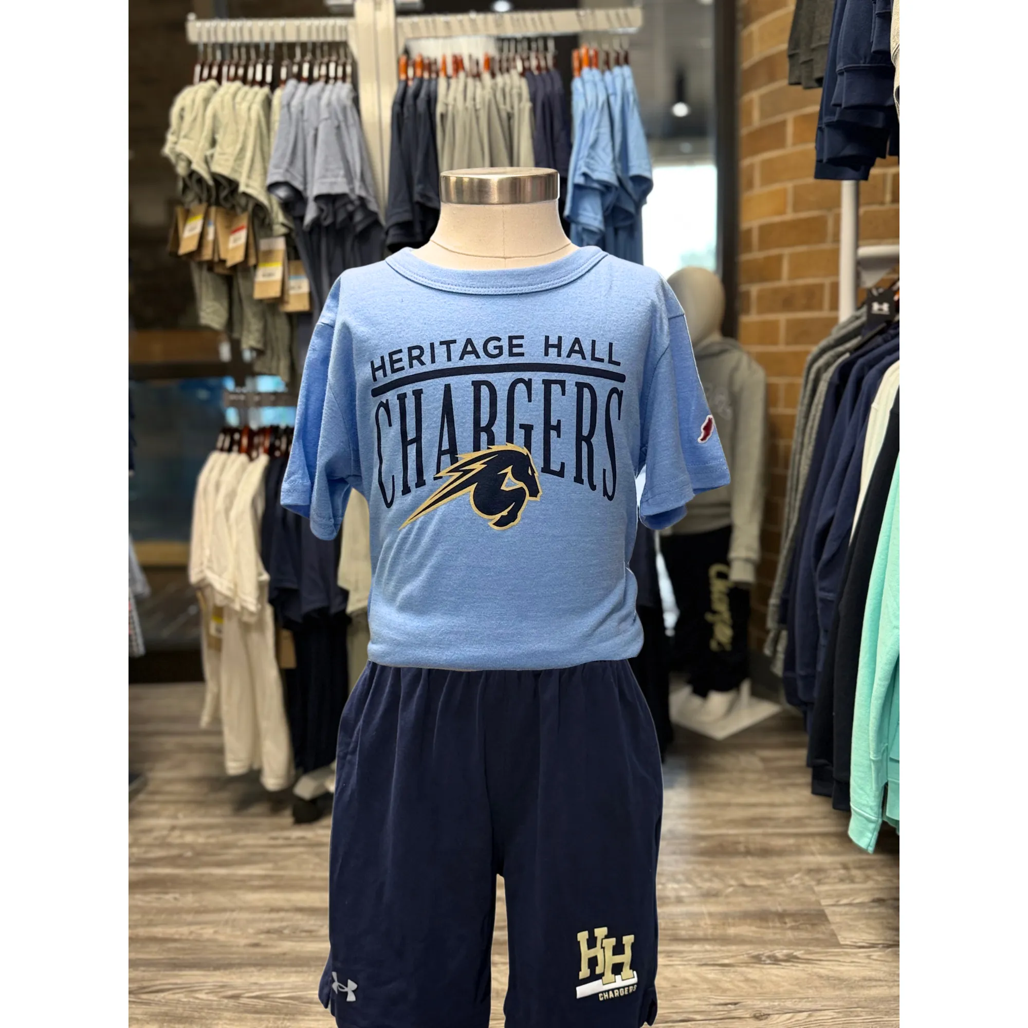 Textured Surface Fashion-Forward Youth League T-Shirt, blue, Heritage Hall line over Chargers