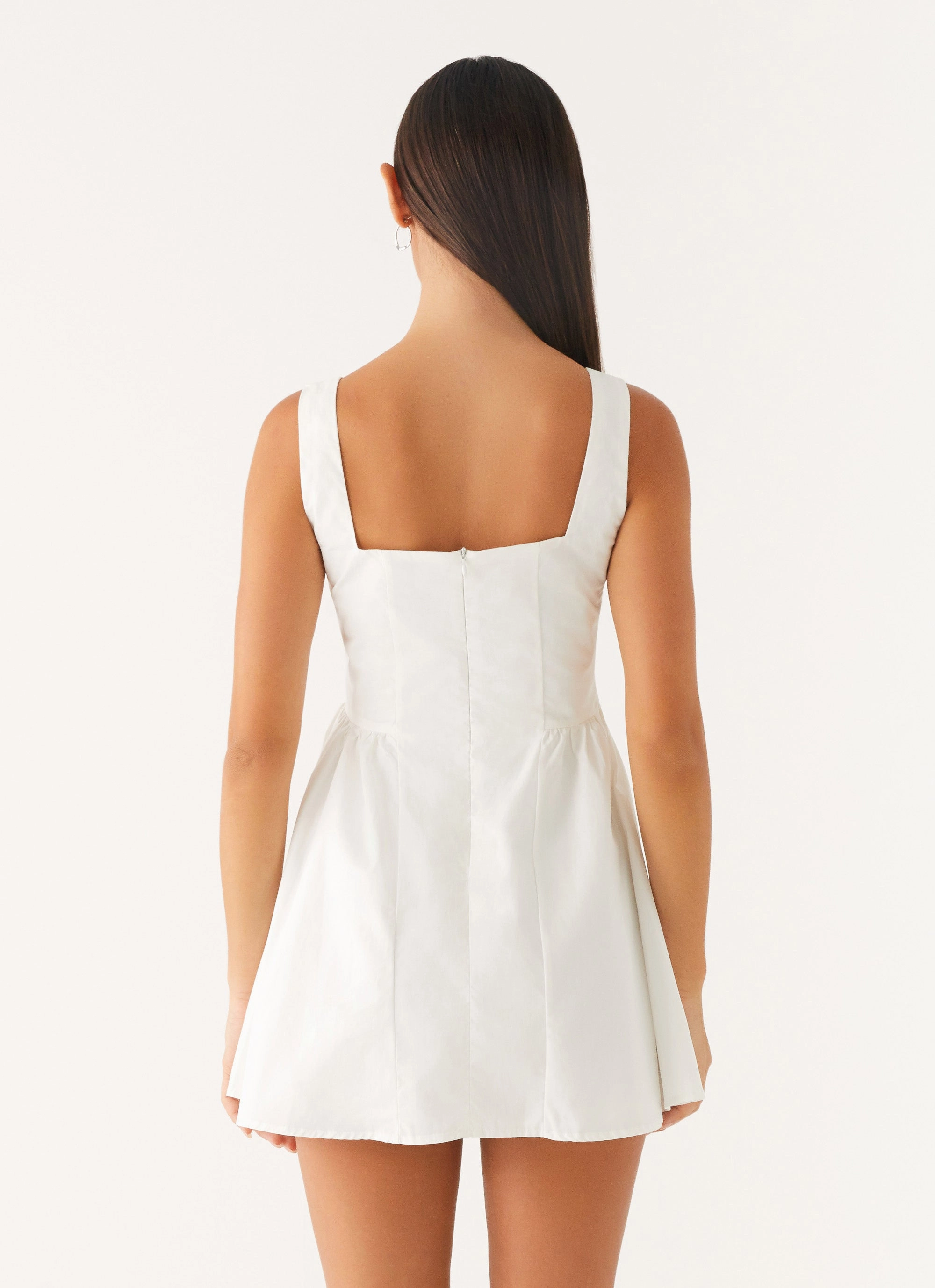 Unconditional Mini Dress - White Flowing Design Subtle Texture