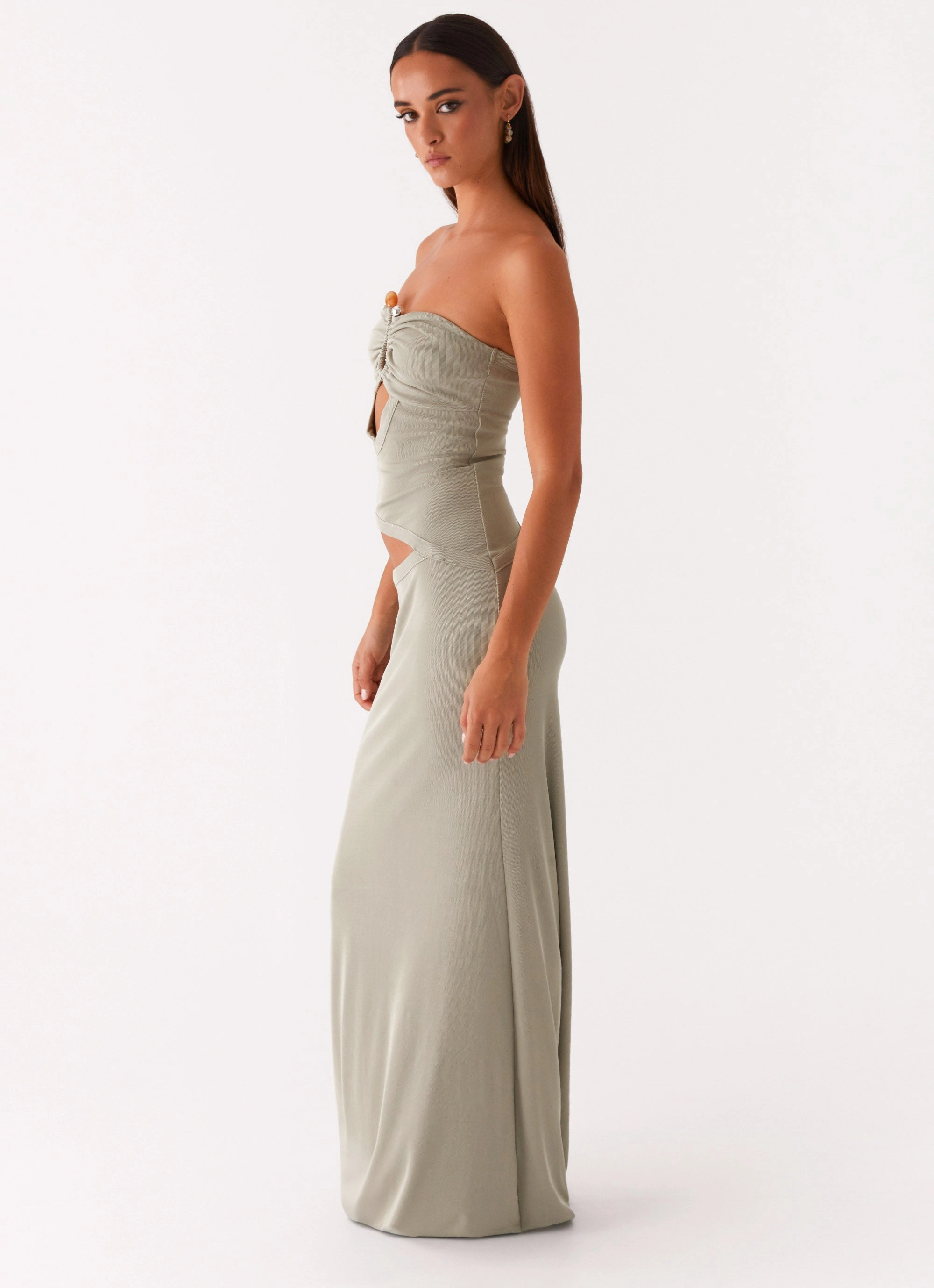 Flowing Fit Textured Layers Wild Roses Maxi Dress - Sage