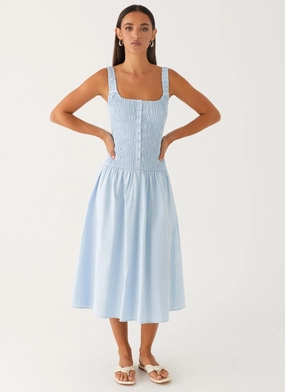 Wildflower Midi Dress - Blue Minimal Mood