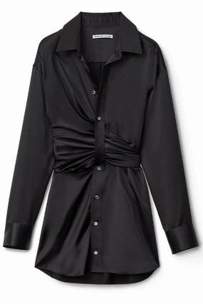 Threaded Placket Draped Shirt Dress Soft fabric piece Effortless Vibe