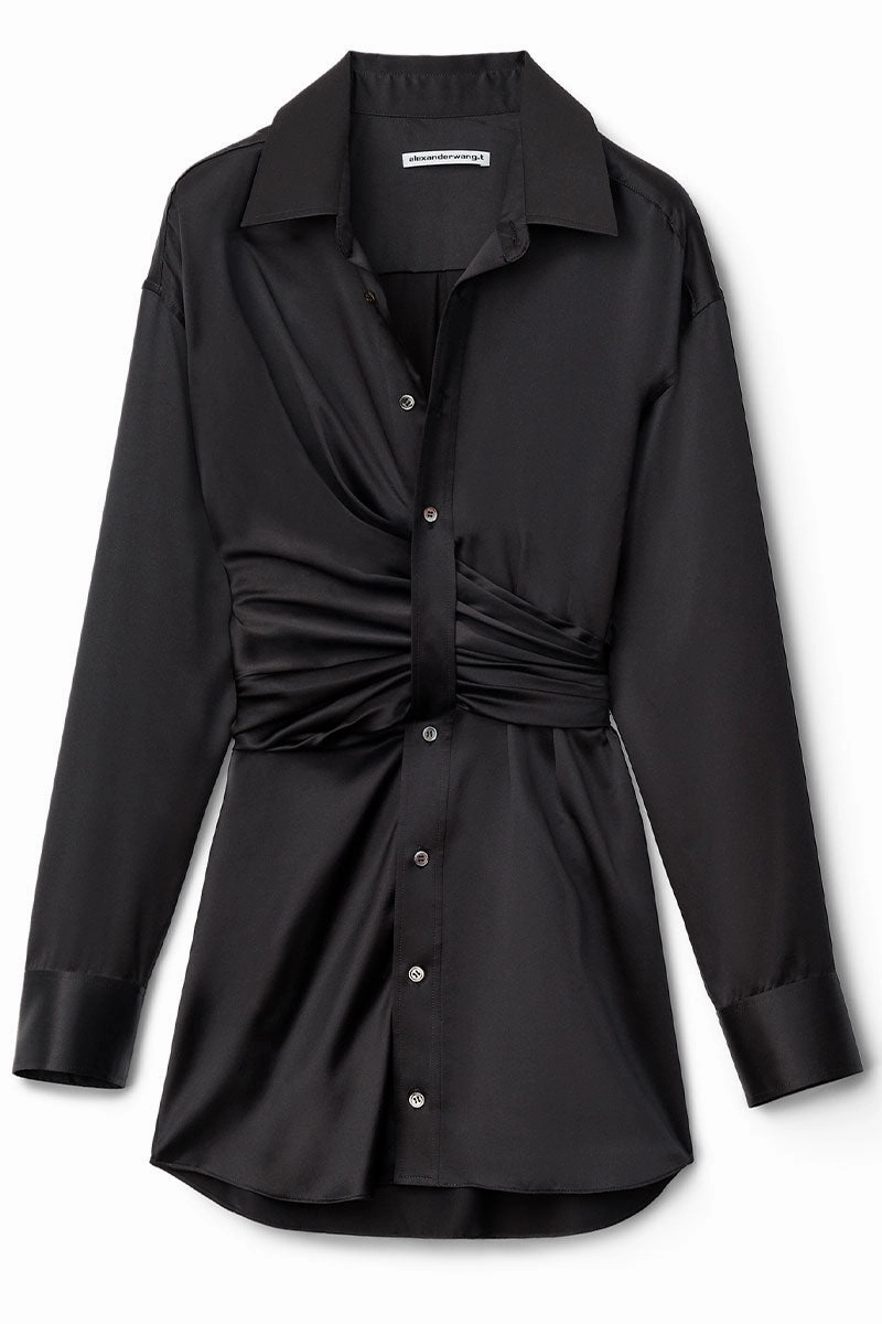 Threaded Placket Draped Shirt Dress Soft fabric piece Effortless Vibe