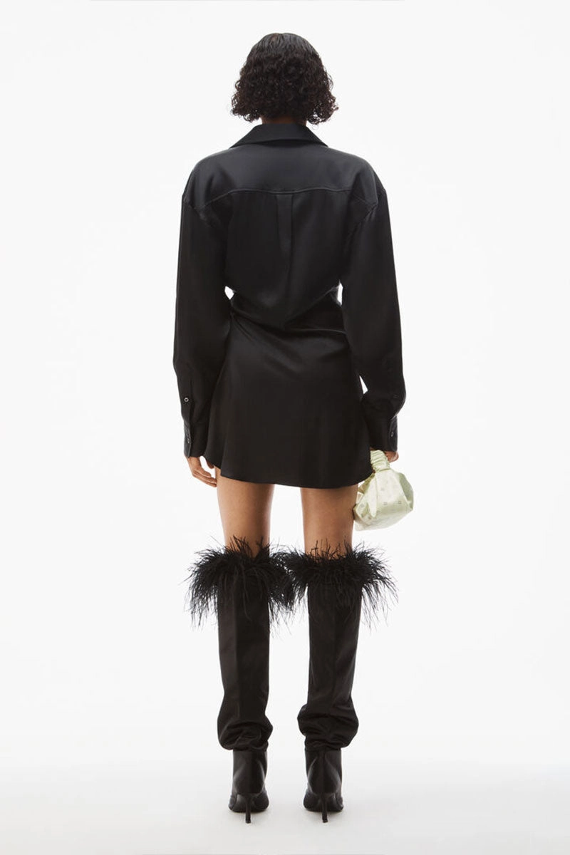 Resort Ready Threaded Placket Draped Shirt Dress