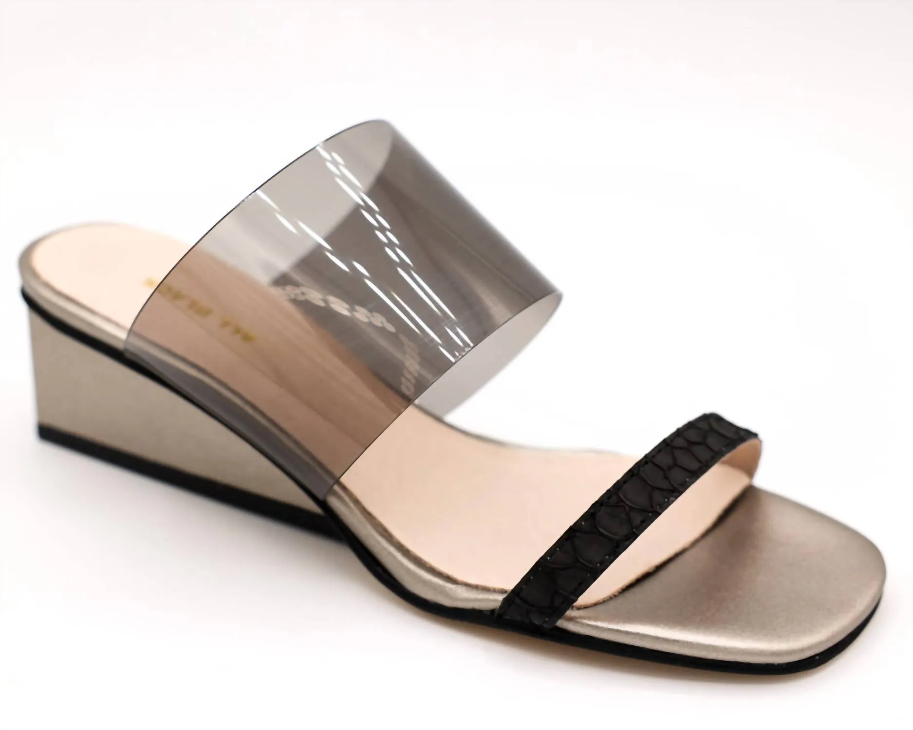 Footbed Design Women Clear Fish Wedge In Black