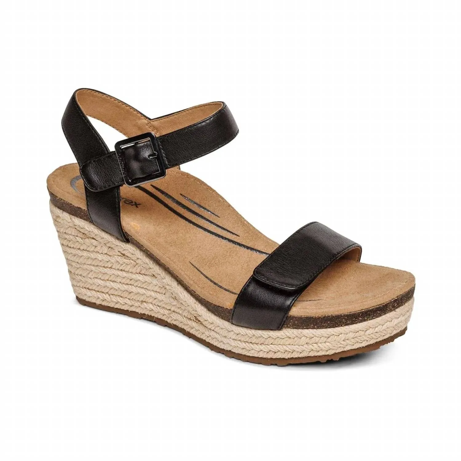 Women Sydney Quarter Strap Espadrille Wedge Sandal In Black Quick Drying Lining Summer Ready Shoes