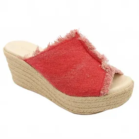 Easy-to-wear Sandals Women Wania Wedge In Red Linen