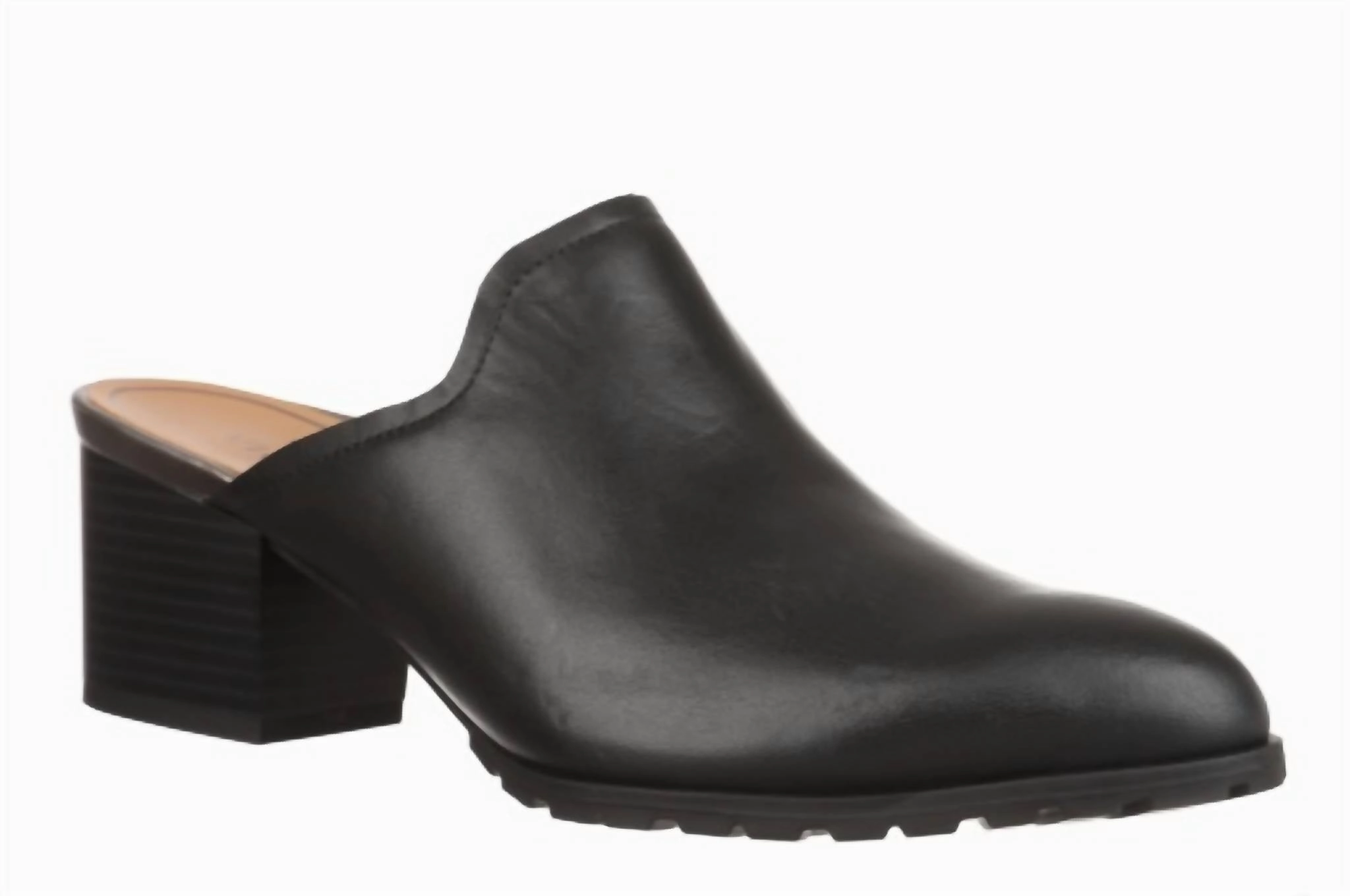 Chill Step-On PU material Women Claremont Block Heel Mule In Black