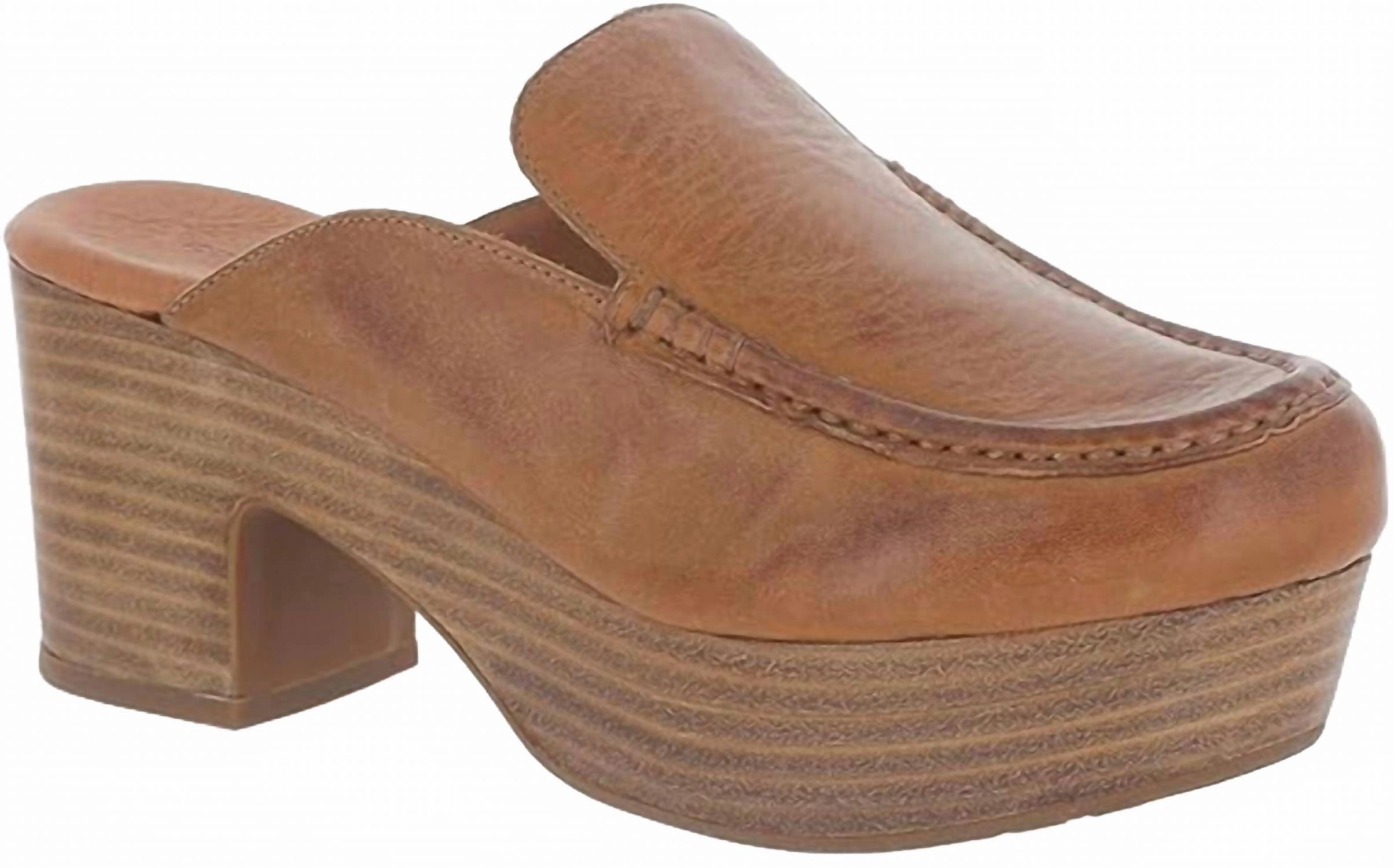 Fashion Forward Women Gemm Platform Clog In Cognac Leather