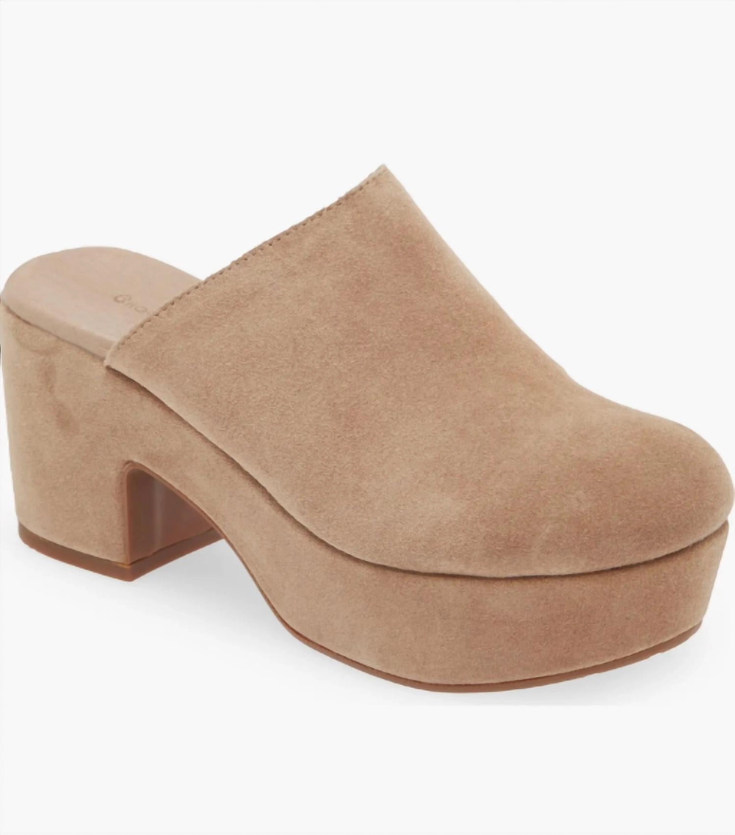 Women Ginette Platform Clog In Latte Suede Quick Fit Shoes Comfort Beach Walk