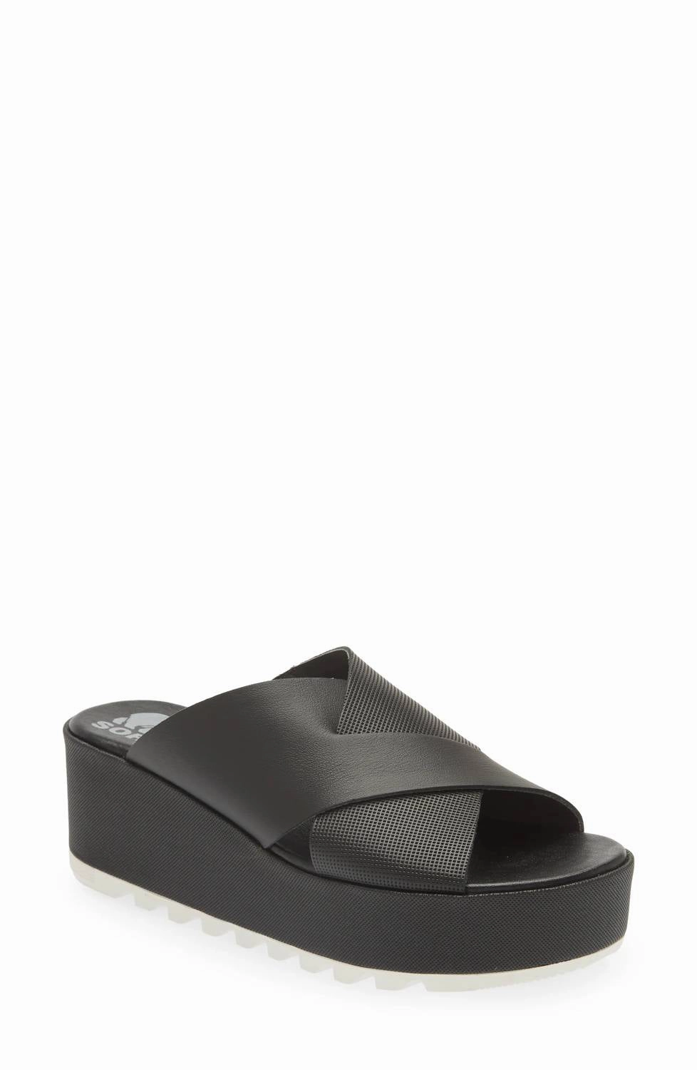 Women's Cameron Flatform Mule In Black, Sea Salt Effortless Foot Step Effortless Foot Slip
