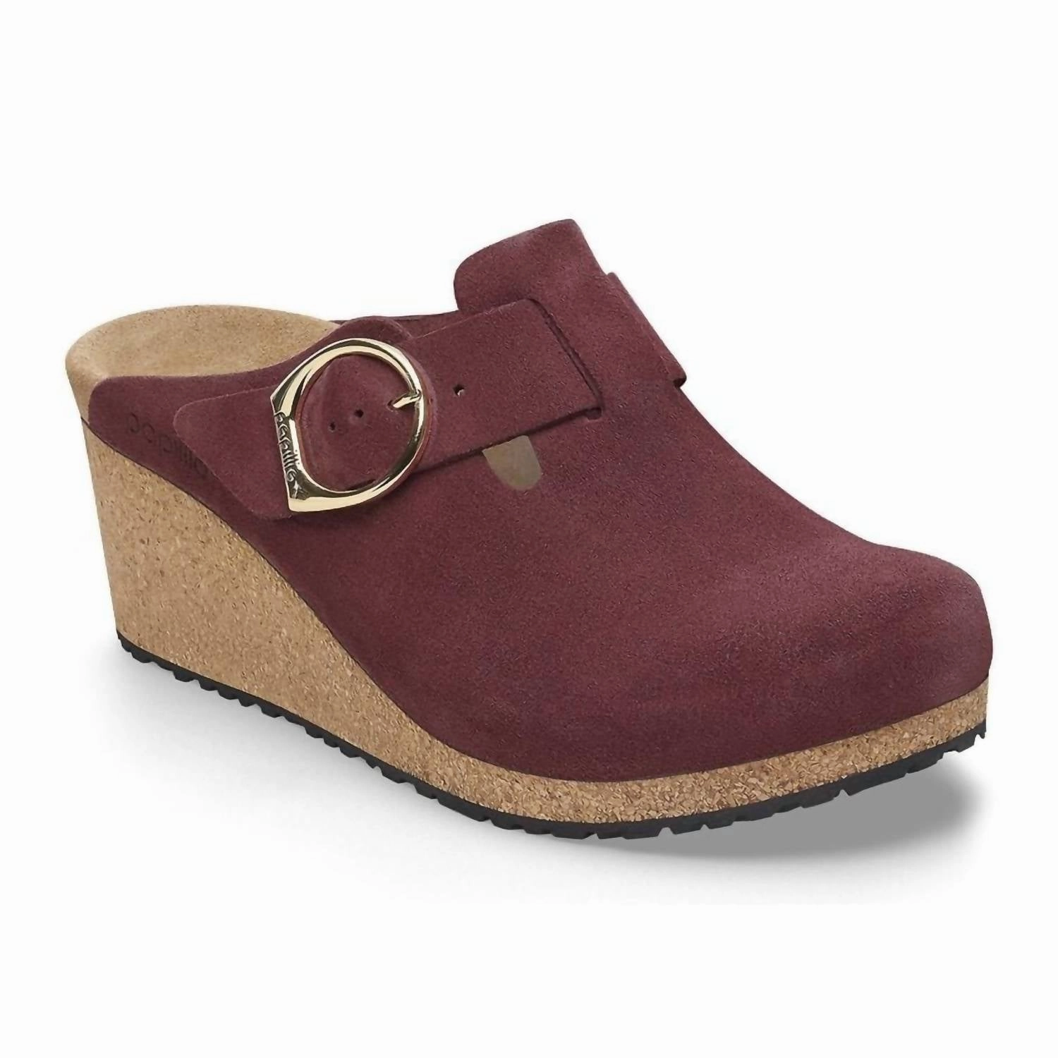 Women's Fanny Ring Buckle Suede Leather Clog - Medium/narrow In Berry Crush Anti Fading