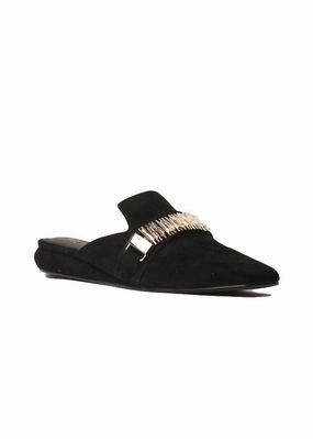 Comfort Fit Socks Elasticated Women's Flipper Mule In Black Suede