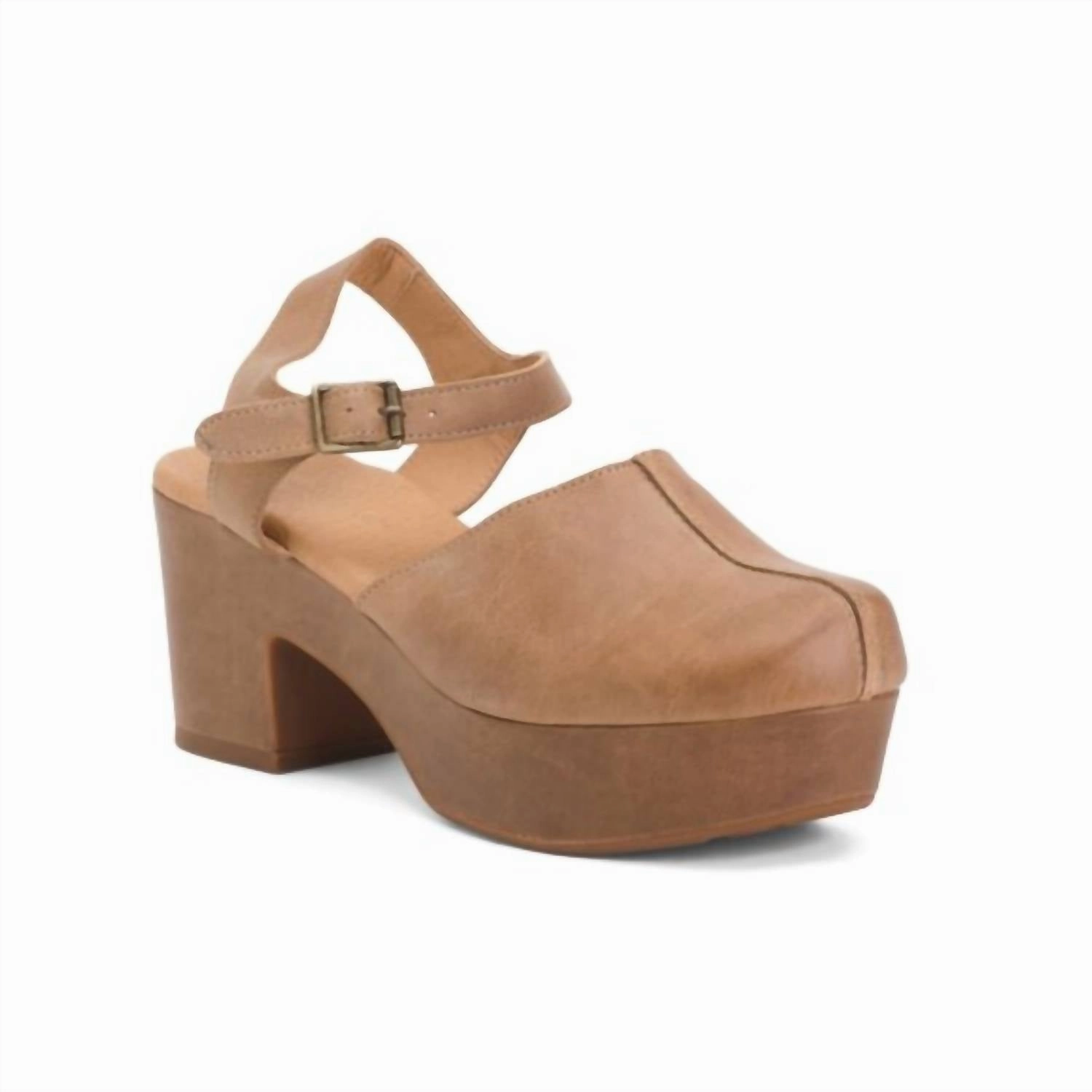 strap on Cold resistant Women's Gabrielle Heeled Mules In Khaki Leather