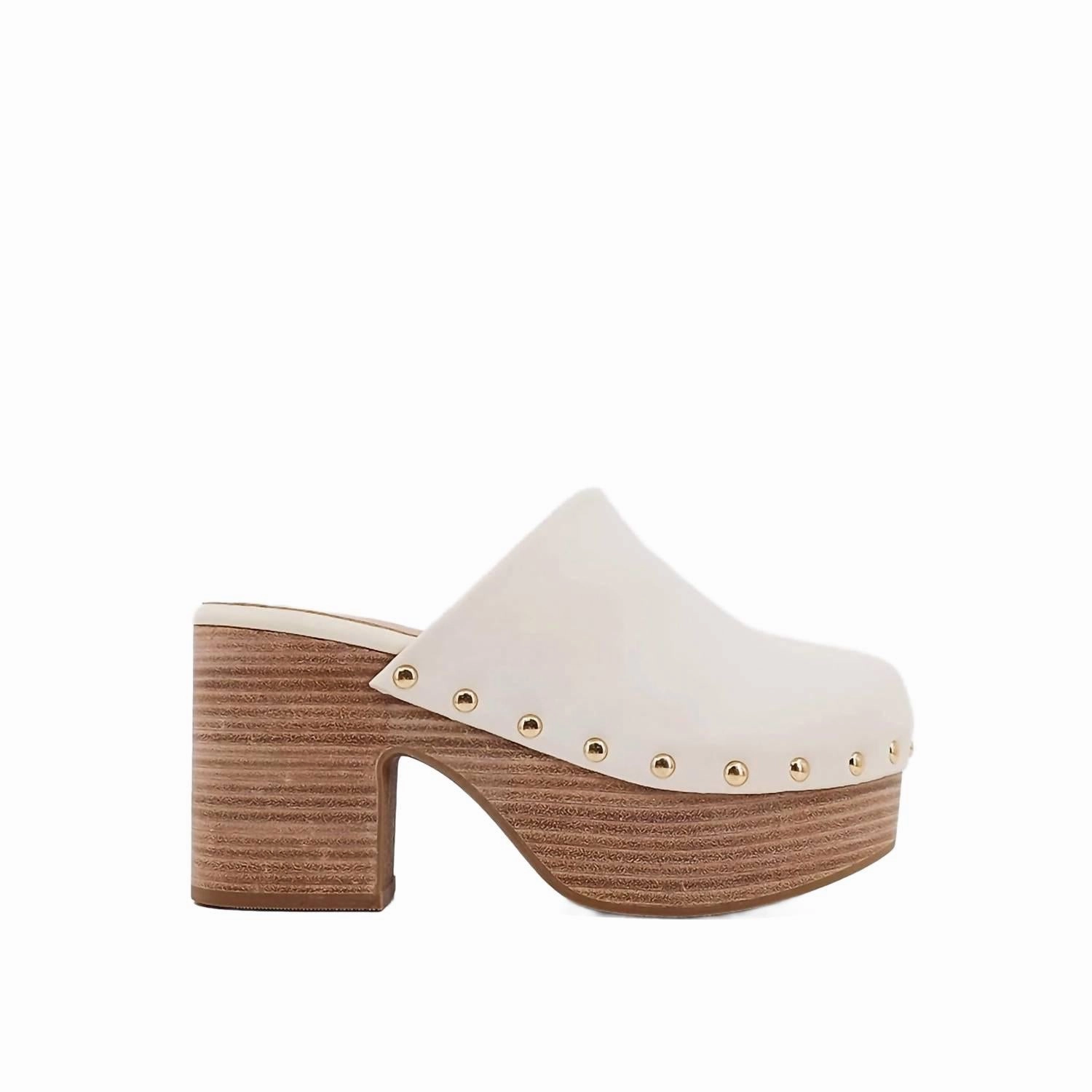 Women's Gigi Studded Platform Clogs In Off White Multi Directional Tread Easygoing Sandals
