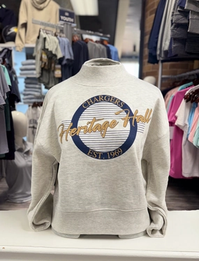 Popular Women's mock neck sweatshirt, grey, retro logo