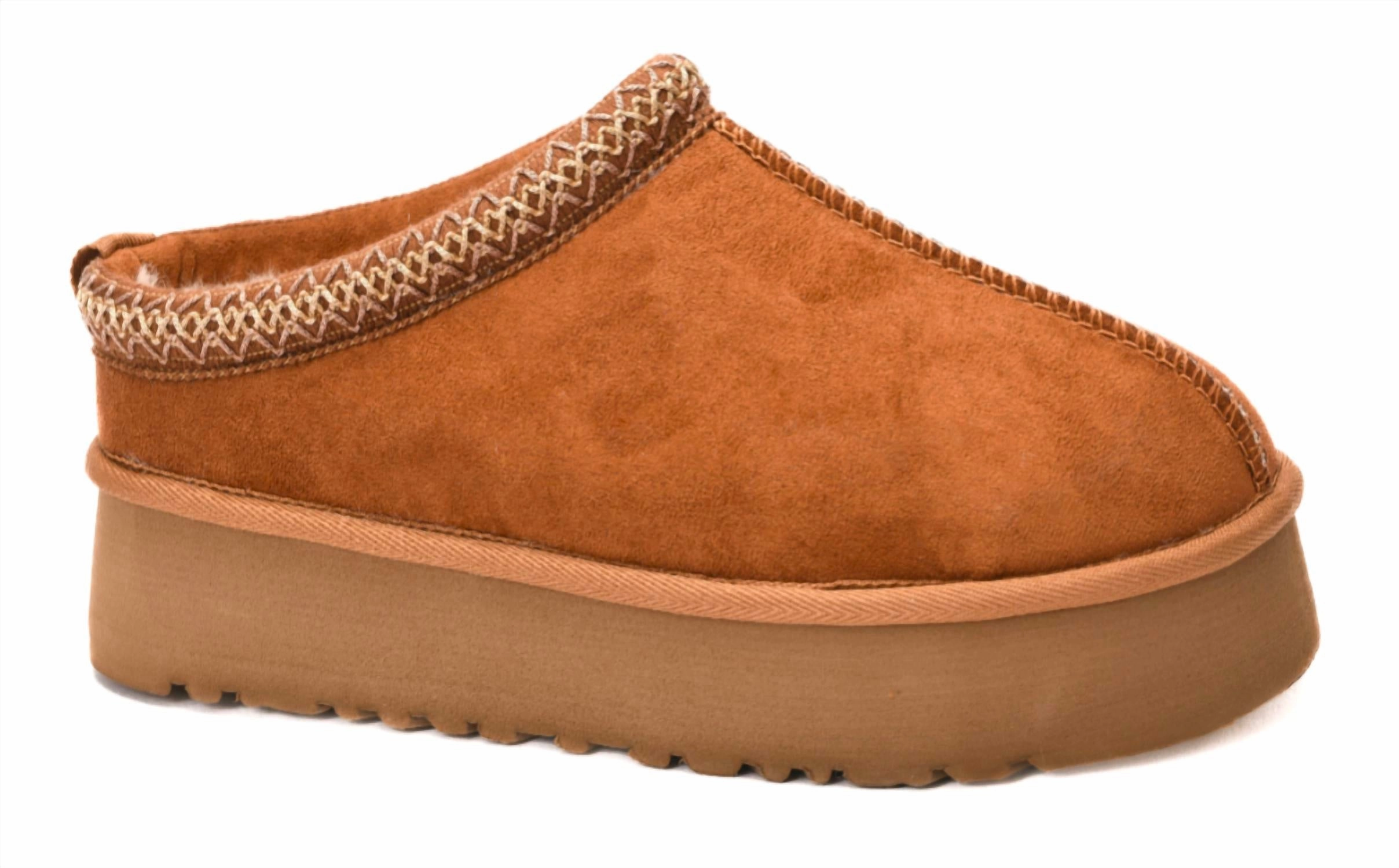 Women's Pillow Talk Platform Mule Slipper In Brown Suede Odorless Slip On Design