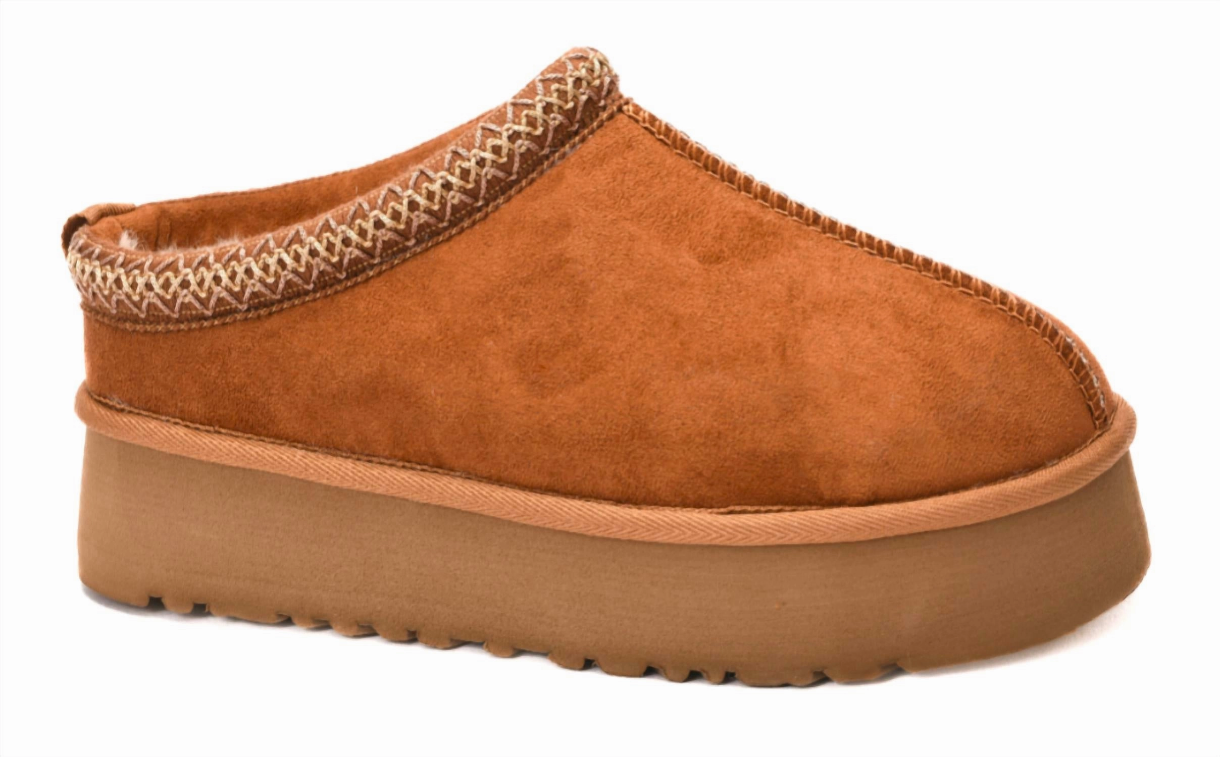 Women's Pillow Talk Platform Mule Slipper In Brown Suede Cozy Sandal Step