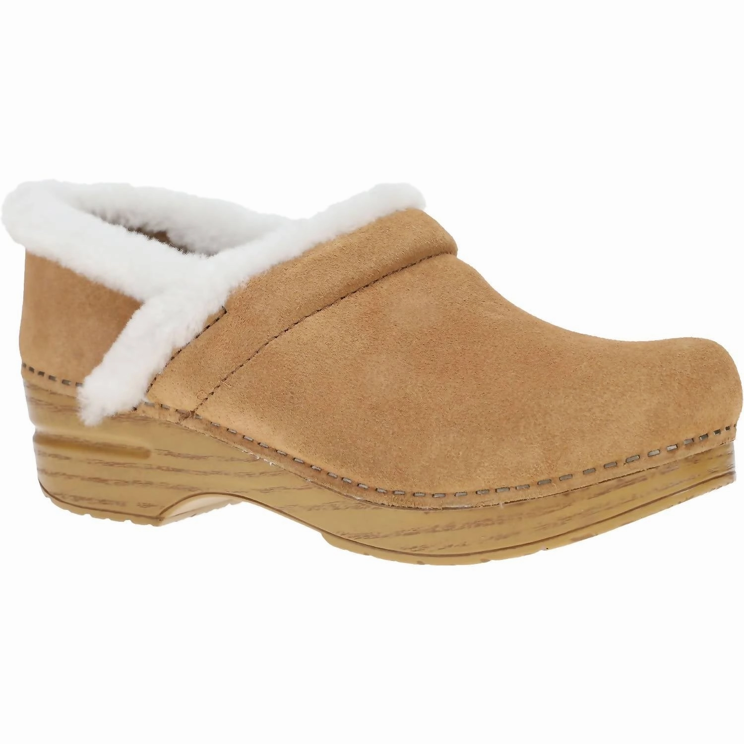 Women's Professional Cozy Suede Clogs In Light Brown simple design Smart Design