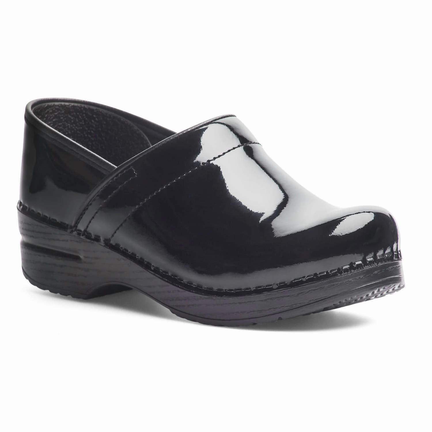 Women's Professional Patent Clog In Black Resilient Cushioning Flexible Use