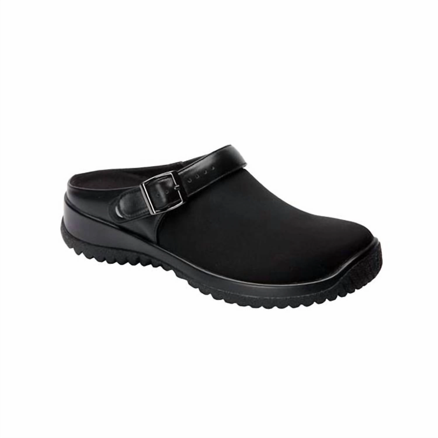 Women's Savannah Clogs In Black Stretch Slip Walk Quick Comfort Walk