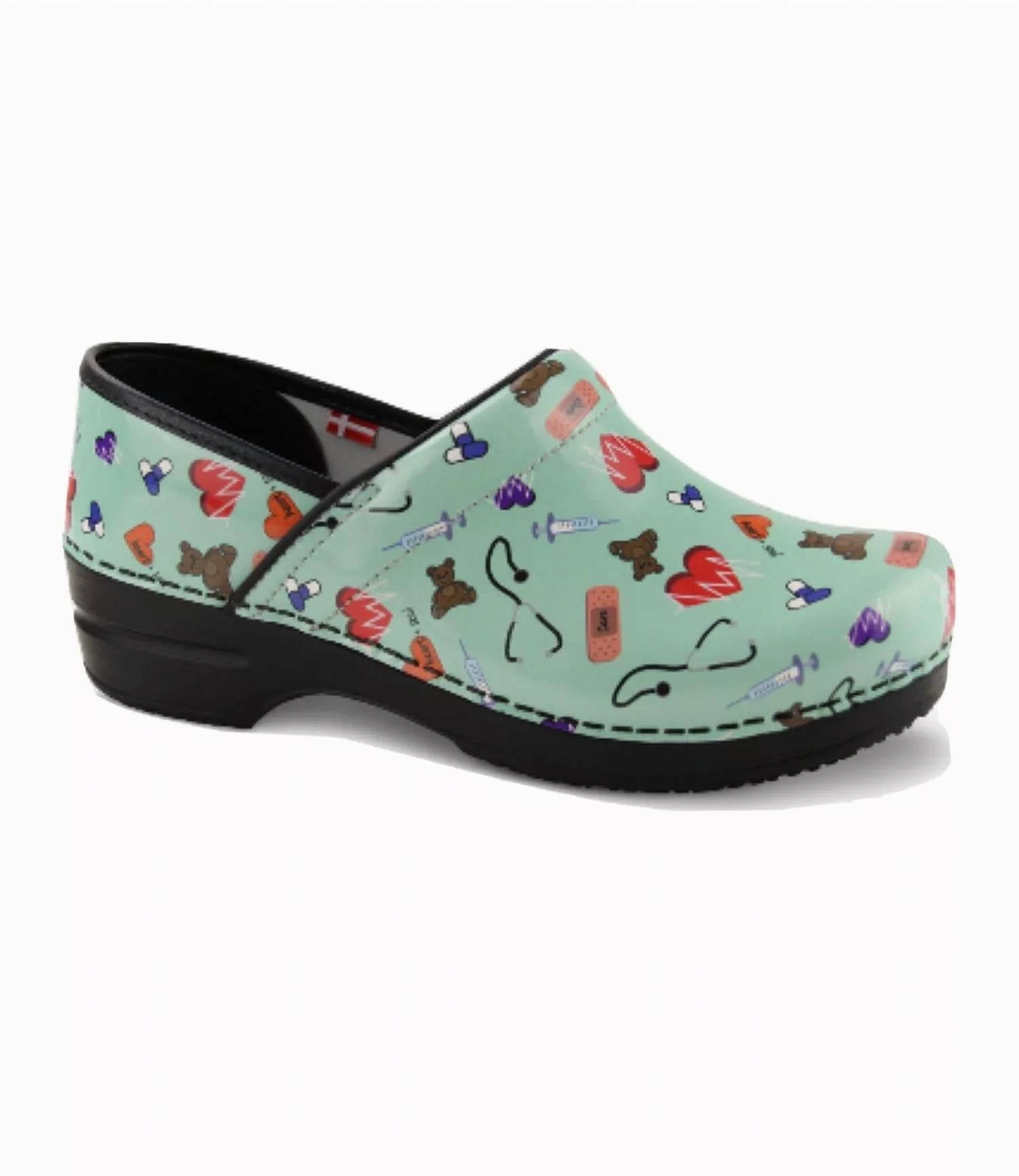 Easygoing Footwear Toe Cap Women's Smart Step Professional Clog In Printed Patent Teal