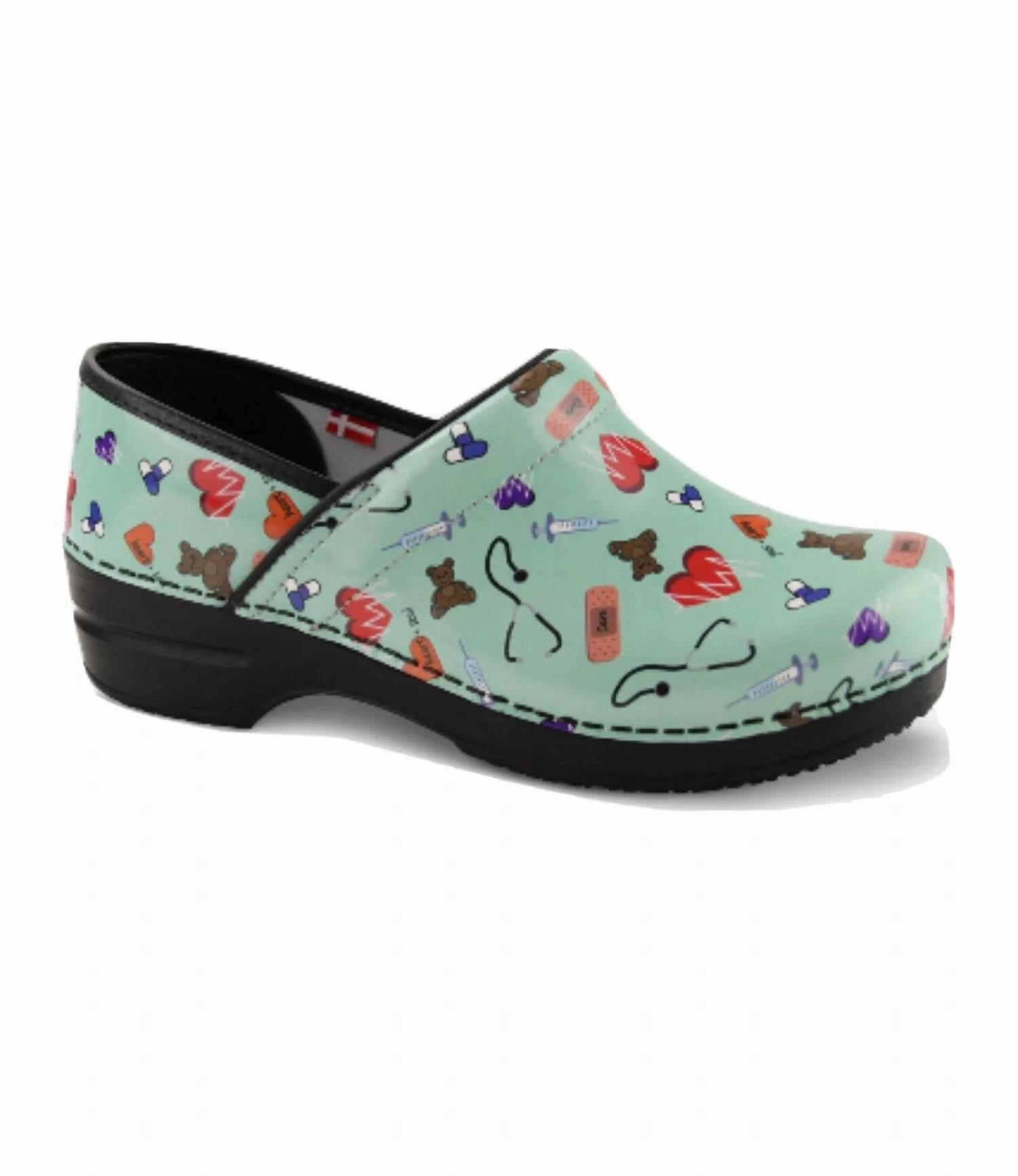 Gel cushion Women's Smart Step Professional Clog In Printed Patent Teal