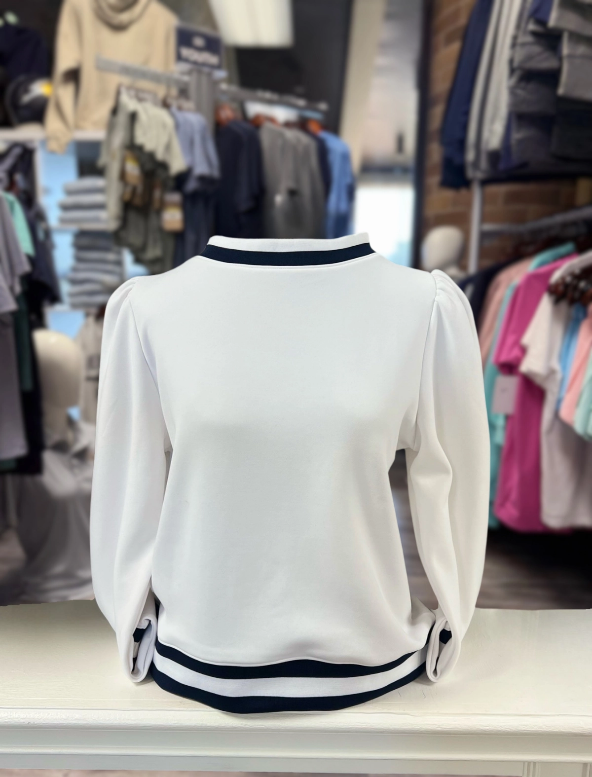 Women's Smith & Quinn Sweater, white, torch sleeve Simple Hoodie Shiny Finish