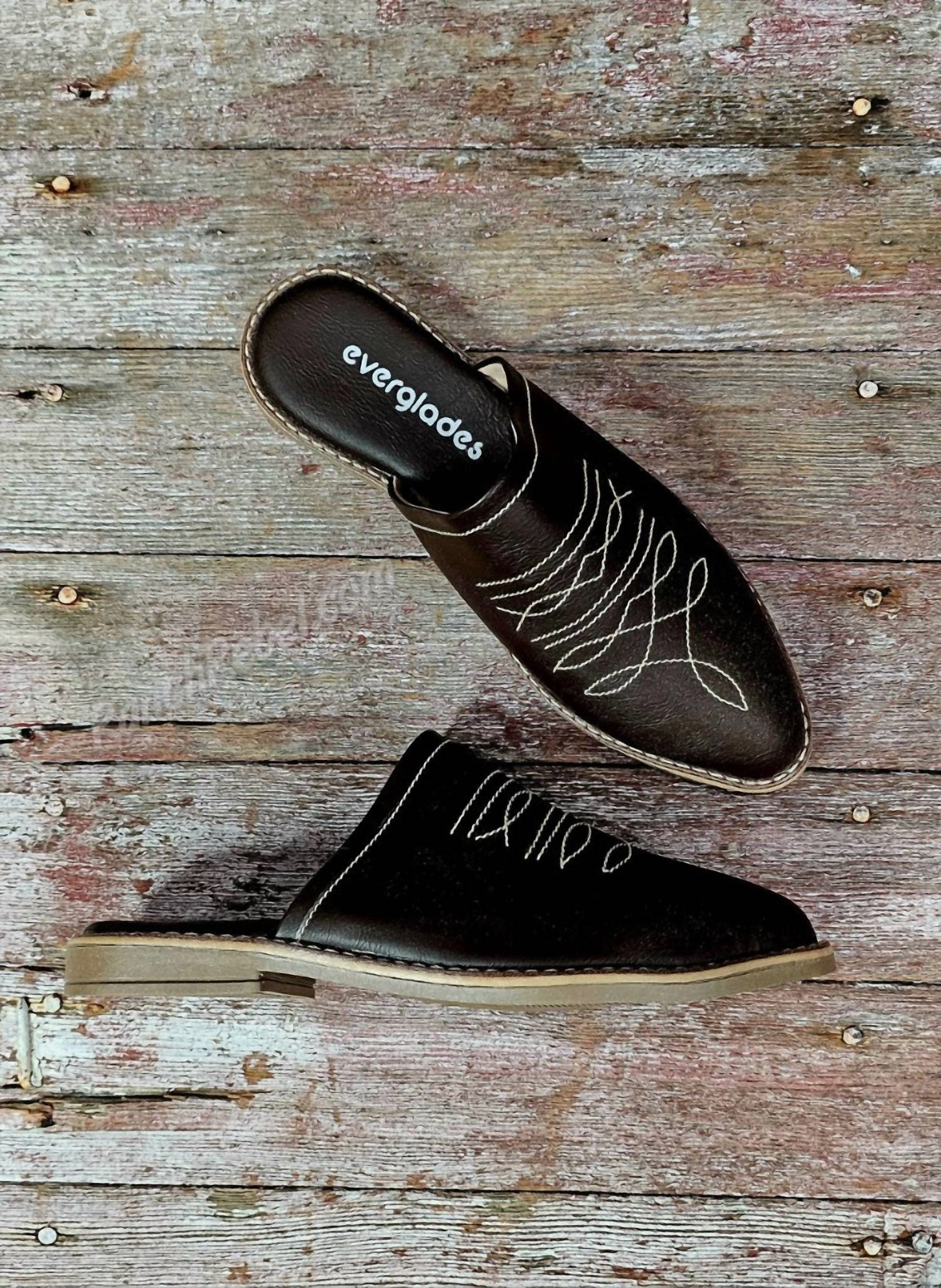 EVA Material Women's Western Embroidered Slide Mules In Black