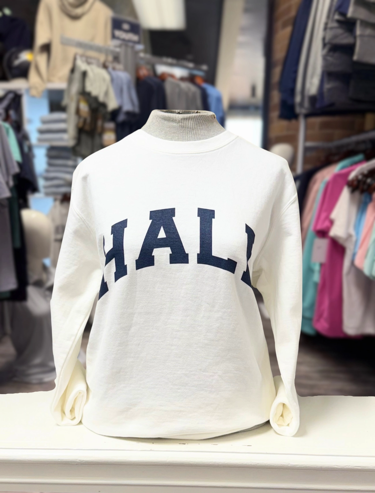 product marbled pattern Women's white Sweatshirt, THE HALL navy