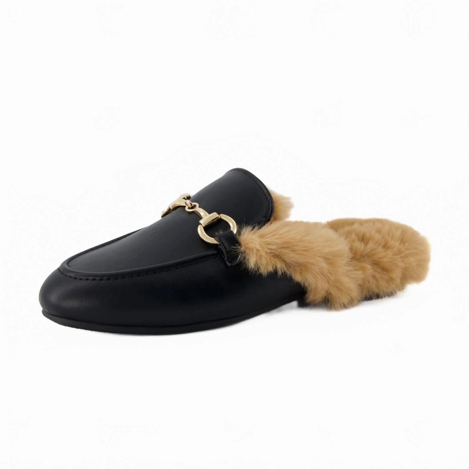 Stylish Women's Yoga Slip On Mule In Black Fur