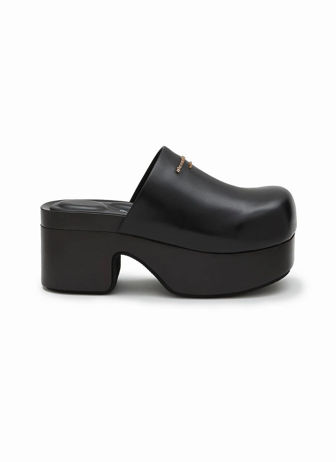 Women's Zoe 85 Mm Leather Platform Clog In Black Simple Step Sandal Easy adjustment