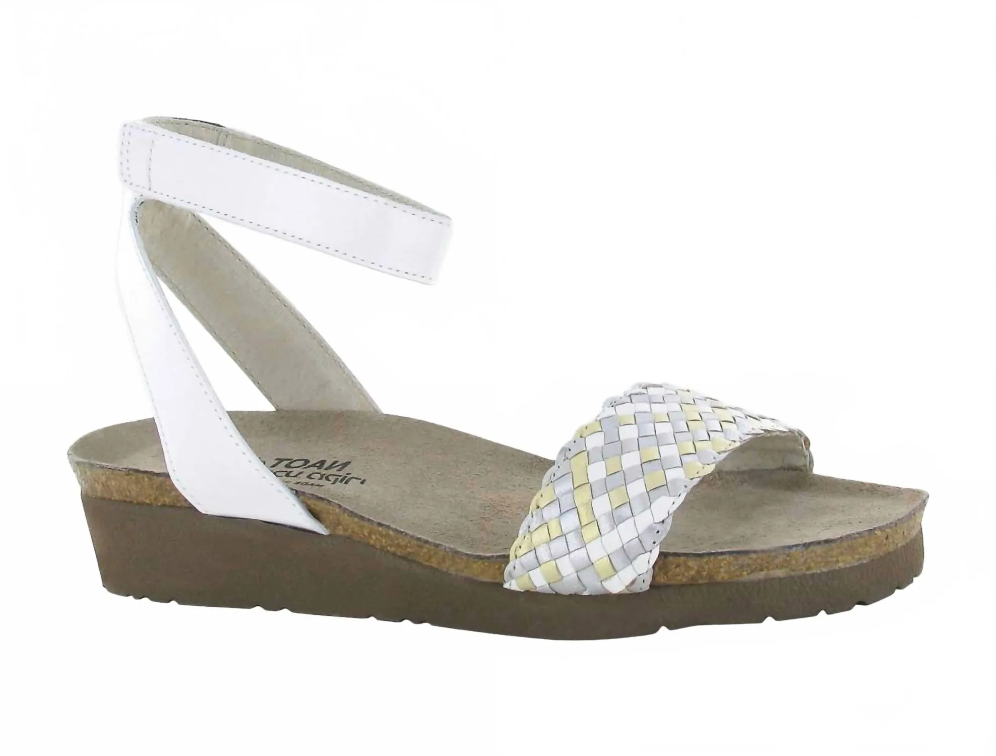 Wrap Around Strap Fast Slide Women's Abbie Wedge Sandal In Pearl White