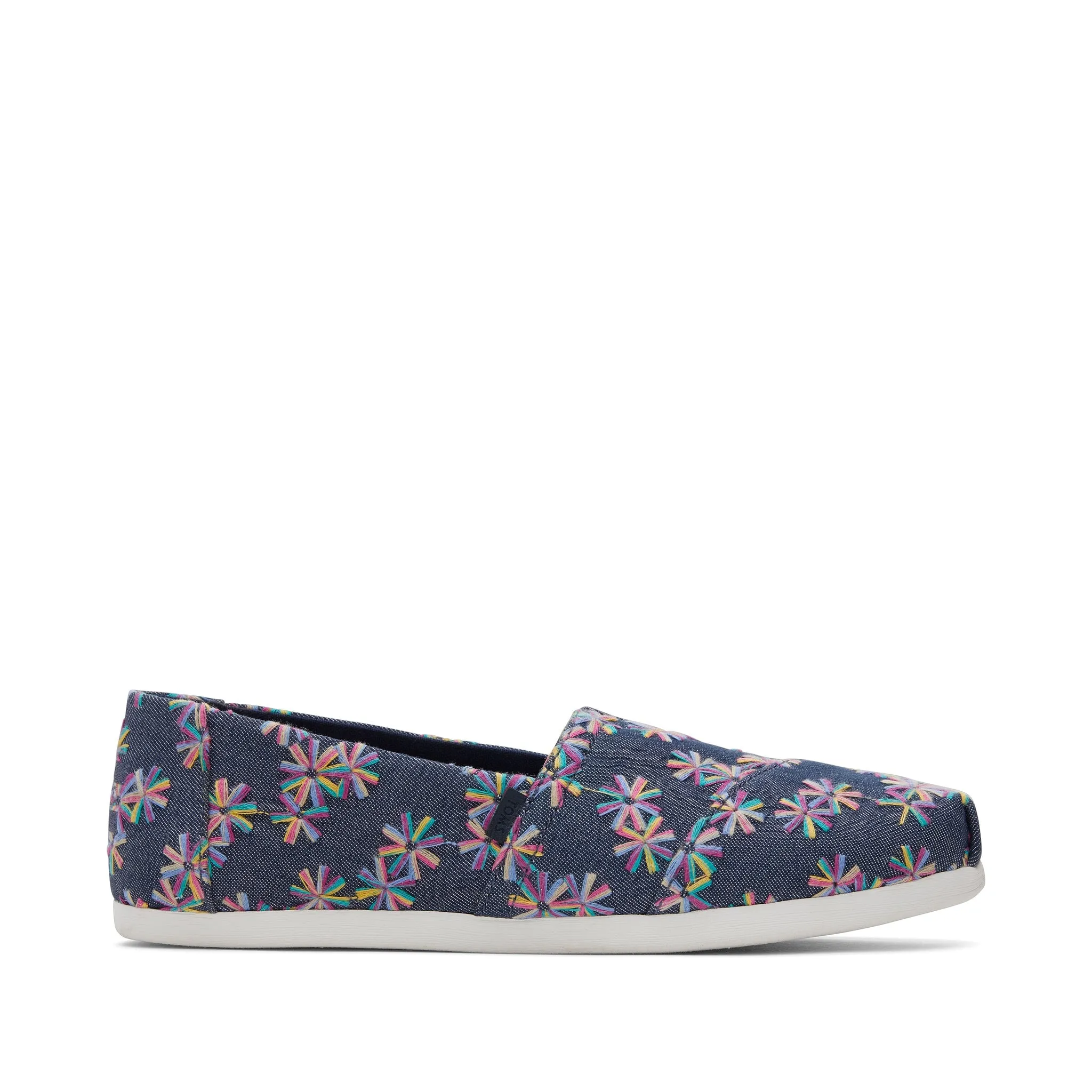 Womens Alpargata Navy Embroidered Floral Espadrille Adjustable Closure
