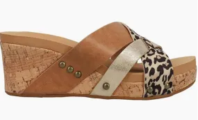 Ventilated Airflow Channels Women's Amuse Slip On Wedge Sandal In Leopard