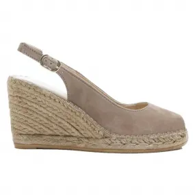 Women's Carla4An Suede Wedge Sandal In Taupe Bare Feel Travel-Friendly Shoes
