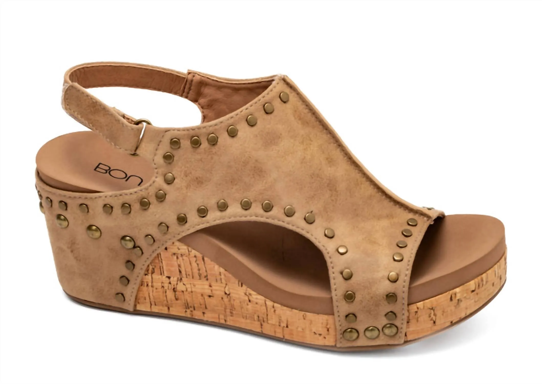 Women's Carley Studs Sandals In Taupe Comfy Feel