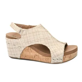 Women's Carley Wedge Sandal In Sand Tweed Moisture Wicking Inner Layer