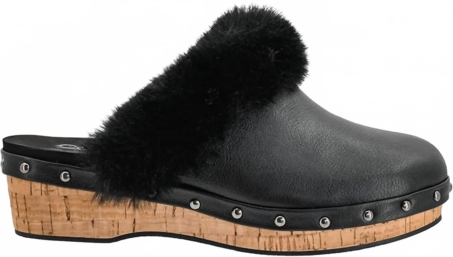 Women's Just Fur Fun Wedge Mules In Black Easy-to-Wear Shoes Ventilation Channel Design