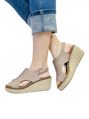 Block Heel Comfortable Footwear For Outdoors Women's 'k Bye' Espadrille Wedge Sandal In Taupe