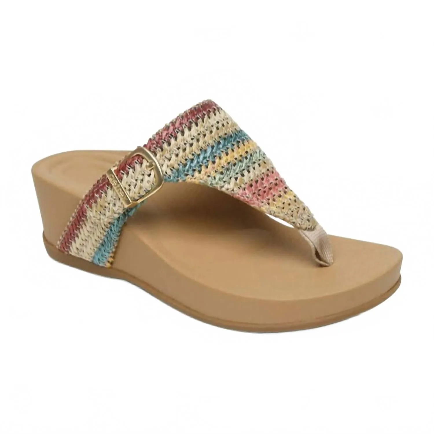Shock Diffusing Heel Women's Kate Thong Wedge In Multi Woven