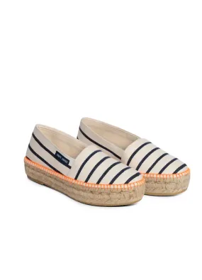Women's Platform Espadrilles In Ecru/navy/basket Errand Style