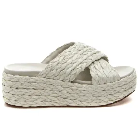 Women's Quiver Wedge Sandal In Bone Raffia Cushion Lining