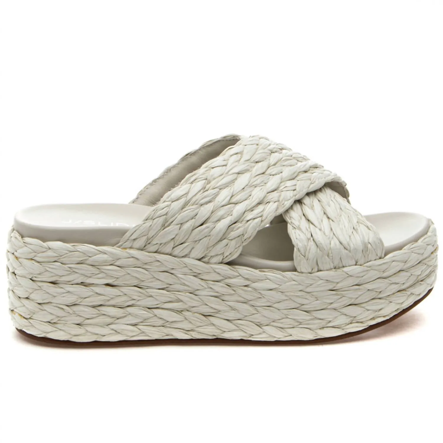 Women's Quiver Wedge Sandal In Bone Raffia Comfort Cushion
