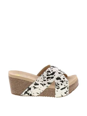 Women's Riverside Cowhide Wedge Sandal In Chocolate Chip Reinforced Stitch Bonding