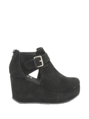 PU Sole Lightning Ventilation Ports Women's Romford Wedge Booties In Black