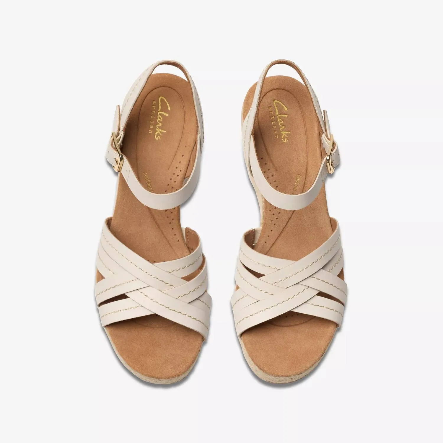 Women's Sabina Strap Wedge In Cream Leather Closed Cell Foam