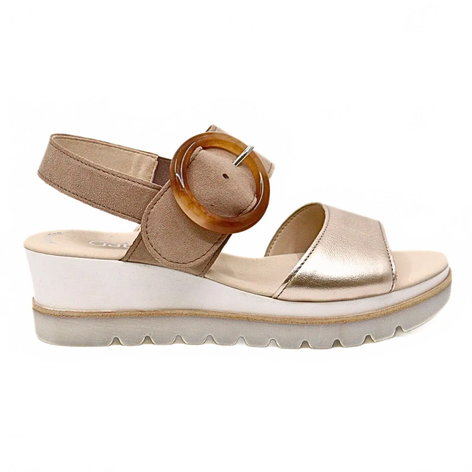 Simple Feel Flexible Walking Women's Sandal Wedge Champagne In Tan