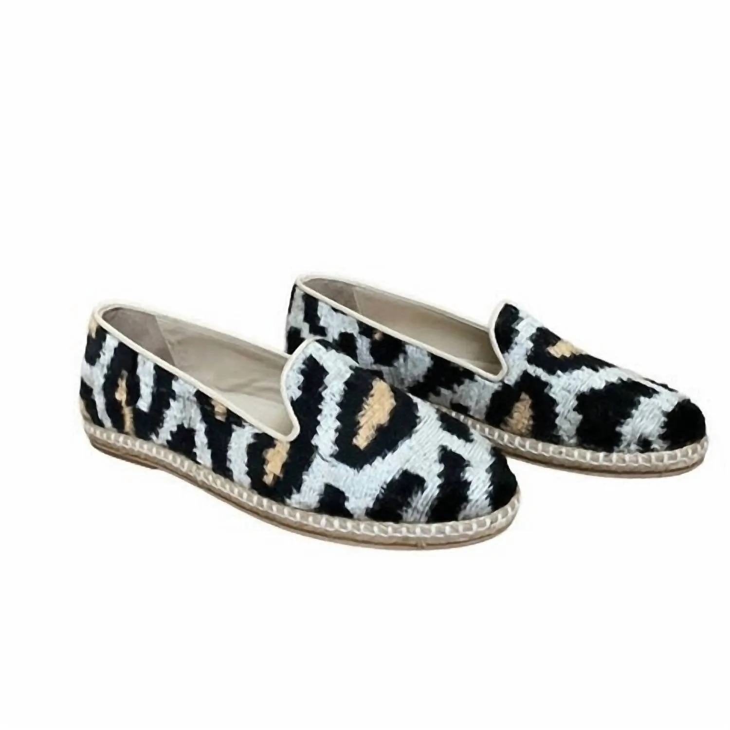 mesh material Women's Silk Espadrille Shoes In Black/white