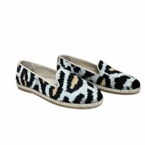mesh material Women's Silk Espadrille Shoes In Black/white