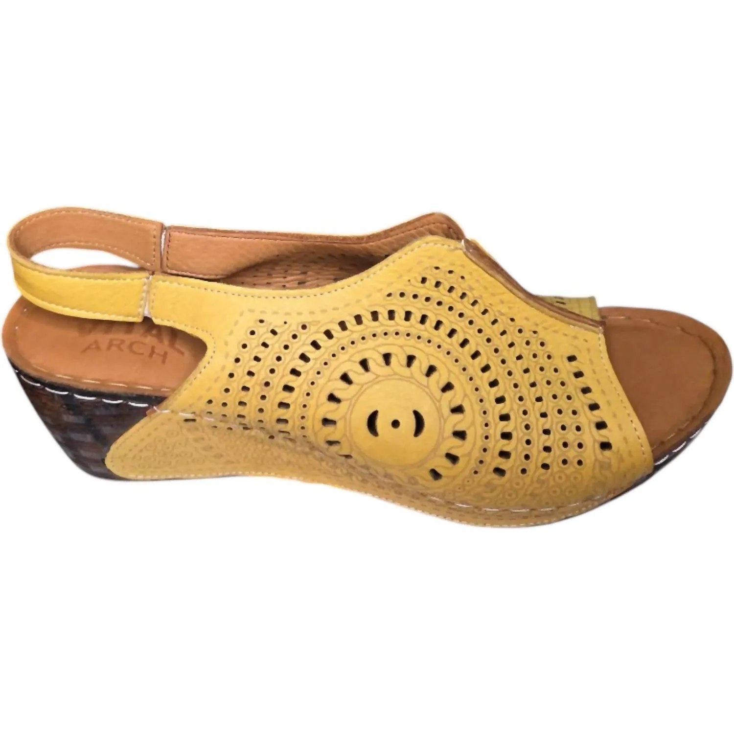 Women's Slingback Wedge Sandals In Yellow Cushioned